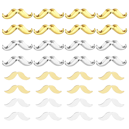 Olycraft 600Pcs 4 Style Mustache Brass Cabochons, Nail Art Decoration Accessories for Women