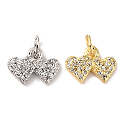 Подвески из латуни и прозрачного циркония с покрытием стойки, без кадмия и без свинца, долговечный, сердце, с целью перехода в кольце