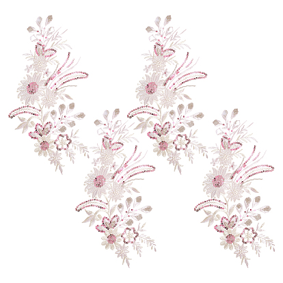 2пары нашивок из химического волокна для одежды, цветок, с блестками