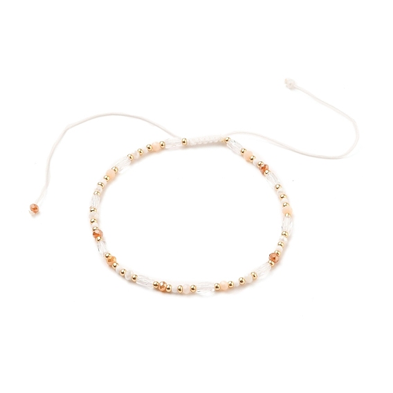 Adjustable Nylon Thread Braided Beads Bracelets, with Glass Beads and Glass Seed Beads