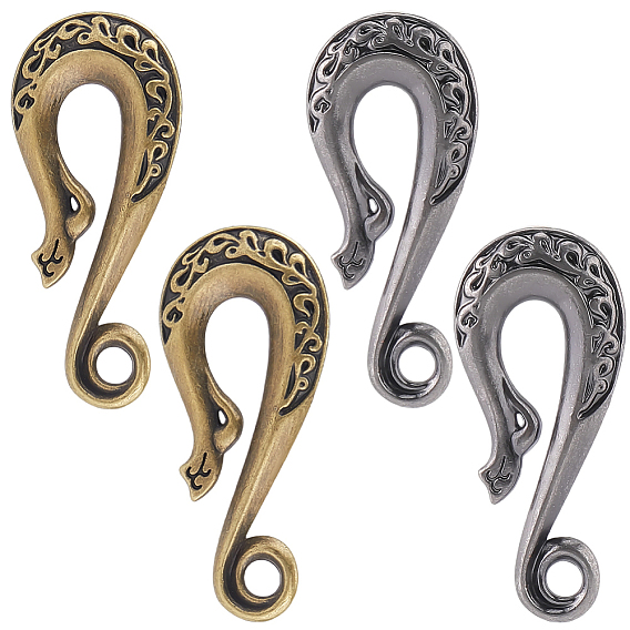 4шт. 2 цвета, застежки-крючки из сплава