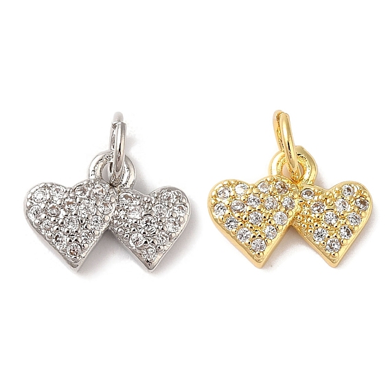 Подвески из латуни и прозрачного циркония с покрытием стойки, без кадмия и без свинца, долговечный, сердце, с целью перехода в кольце