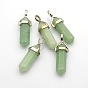 Bullet Gemstone Double Terminated Pointed Pendants, with Platinum Plated Alloy Findings