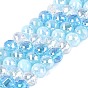 Perles de verre de styles variés, plaquées électrolytiquement, en rangs, rondelle, facette