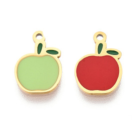 304 из нержавеющей стали шармы эмали, яблочный шарм, ионное покрытие (ip), реальный 14 k позолоченный