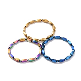 Bracelet extensible perlé rectangle torsadé en hématite synthétique pour hommes femmes