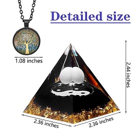Crystal Pyramid Ornaments Angel Crystal Pyramid Stone Blessing Pyramid with Lamp Holder Necklace for Home Office Decoration Gift Collection