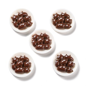 Opaque Resin Cabochons, Flat Round Plate with Bear