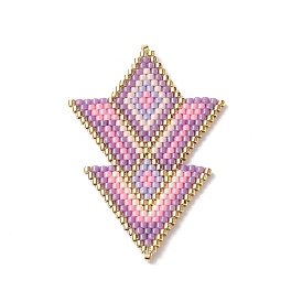Handmade Loom Pattern MIYUKI Seed Beads, Rhombus with Triangle Pendants