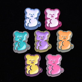 Transparent Acrylic Beads, with Enamel, Frosted, Bear