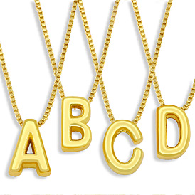 Collier minimaliste 26-lettre avec pendentif lisse pour femme - nks