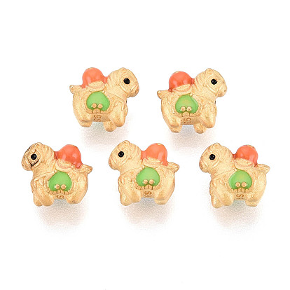 925 Бусины из стерлингового серебра с зеленой эмалью, лошадь, с печатью 925, полый