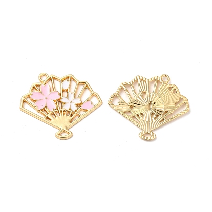 Подвески из эмали и сплава, без кадмия, без никеля и без свинца, золотые, веер с подвеской сакуры