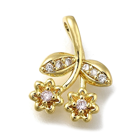 Латунные микро проложить кубического циркония подвески, цветок, долговечный, стойки покрытие, без свинца и без кадмия