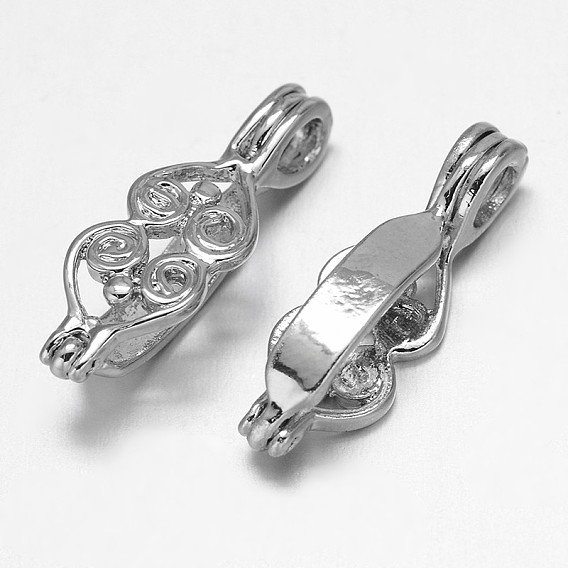 Filigree Rack Plating Brass Donut Bails, Donuthalter, Fit For Pi Disc Pendants Jewelry Making, 20x7x6mm, Hole: 2mm and 10x3mm