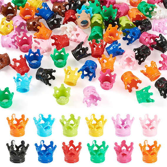 80Pcs Spray Painted Acrylic Beads, Large Hole Beads, Crown