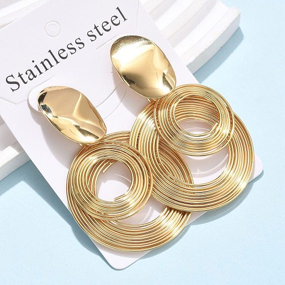 304 из нержавеющей стали болтаться серьги, ионное покрытие (ip), спираль плоский круглый