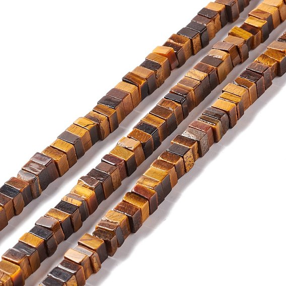 Chapelets de perles oeil de tigre naturelles, cube