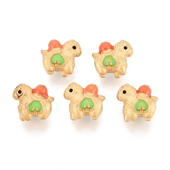 925 Бусины из стерлингового серебра с зеленой эмалью, лошадь, с печатью 925, полый