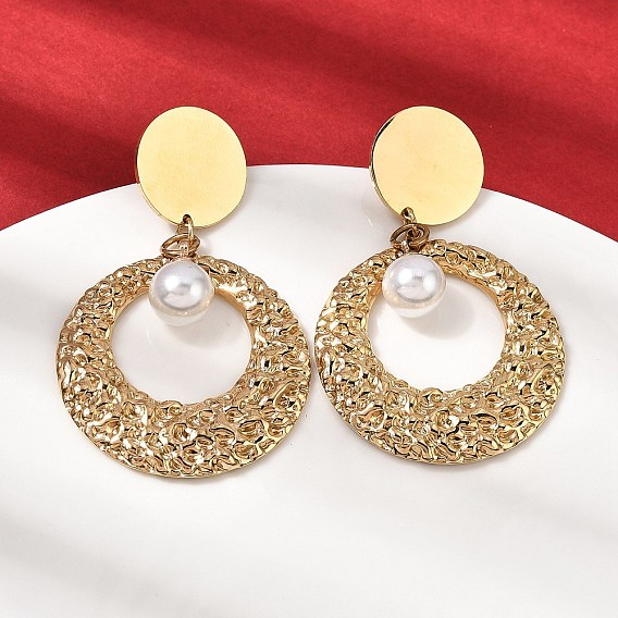 304 из нержавеющей стали болтаться серьги, с пластиковым, плоско-круглые