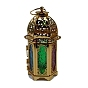 Retro Golden Plated Iron Ramadan Candle Lantern, Portable Glass Decorative Hanging Lamp Candle Holder for Home Decoration