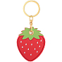 Сделай сам наборы для ключей, включая подвесное украшение из искусственной кожи, с кольцами из сплава и поворотными застежками, клубника