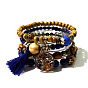 Bohemian Style Multilayer Wood Bead Bracelet Elastic Cord Jewelry Hand Ornament.