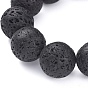 Natural Lava Rock Beads Stretch Bracelets, Round