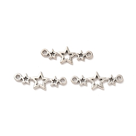 Tibetan Style Alloy Connector Charms, Triple Star Links, Nickel