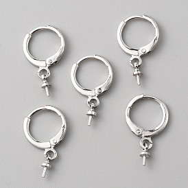 18пары 3цвета латунные серьги-кольца Huggie Hoop фурнитура, с поручнями для чашек, за половину пробурено бисера