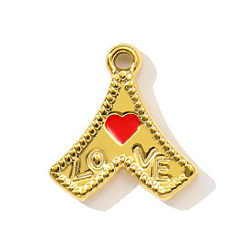 Подвески в форме сердца со словом «любовь» 304 эмалевые подвески из нержавеющей стали, реальный 18 k позолоченный, ионное покрытие (ip)