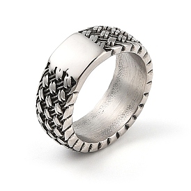 Steampunk Style 304 Stainless Steel Wide Band Rings, Braided Rings for Men Women