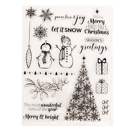 Clear Silicone Stamps, for DIY Scrapbooking, Photo Album Decorative, Cards Making, Stamp Sheets, Christmas Tree & Snowman & Snowflake