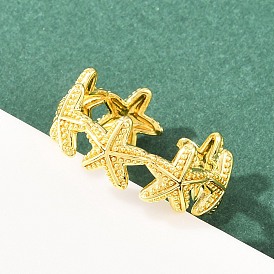 Кольца-манжеты из латуни в виде морской звезды для женщин, стойки покрытие, долговечный, без свинца и без кадмия