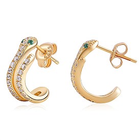 925 Sterling Silver Snake Wrap Stud Earrings with Cubic Zirconia for Women