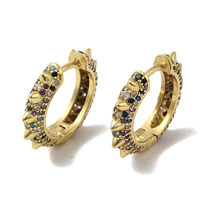 Rack Plating Brass Micro Pave Cubic Zirconia Hoop Earrings, Long-Lasting Plated, Lead Free & Cadmium Free