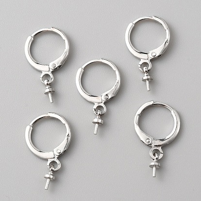 18paires 3couleurs boucles d'oreilles créoles en laiton, avec des bélières à gobelet, pour la moitié de perles percées