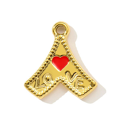 Подвески в форме сердца со словом «любовь» 304 эмалевые подвески из нержавеющей стали, реальный 18 k позолоченный, ионное покрытие (ip)
