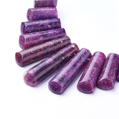 Natural Lepidolite/Purple Mica Stone Beads Strands, Graduated Fan Pendants, Focal Beads, Top Drilled Beads, Spodumene Beads, Rectangle