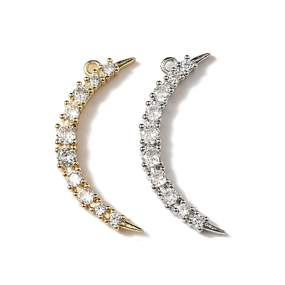 Латунные микро проложить кубического циркония подвески, луна, стойки покрытие, долговечный, без кадмия и без свинца