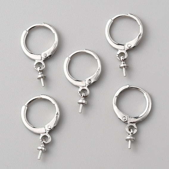 18paires 3couleurs boucles d'oreilles créoles en laiton, avec des bélières à gobelet, pour la moitié de perles percées