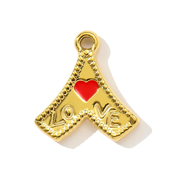 Подвески в форме сердца со словом «любовь» 304 эмалевые подвески из нержавеющей стали, реальный 18 k позолоченный, ионное покрытие (ip)