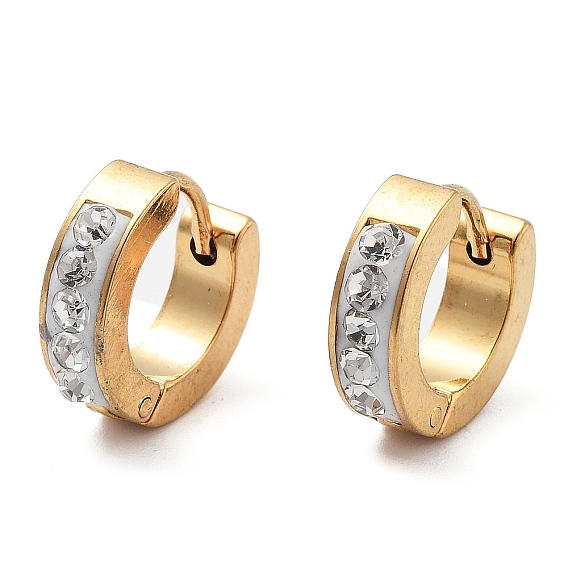 304 обруч серьги из нержавеющей стали замке, с полимерной глиной горный хрусталь, кольцо, золотые