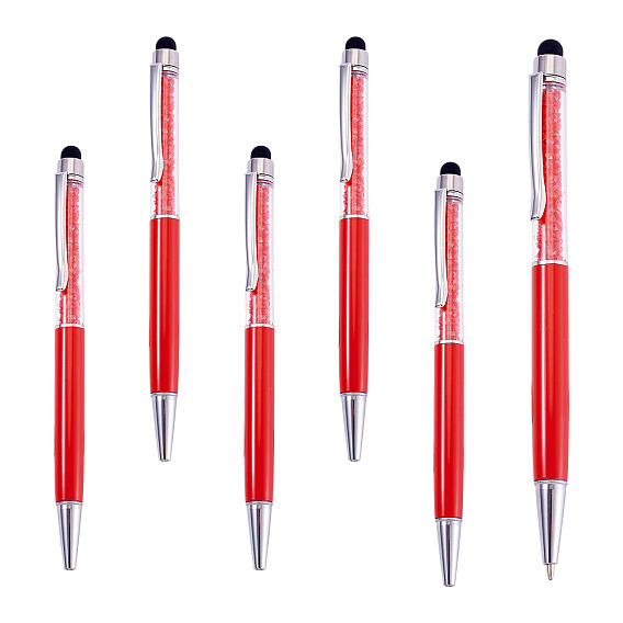 5шт. пластиковая шариковая ручка, с кристаллом внутри