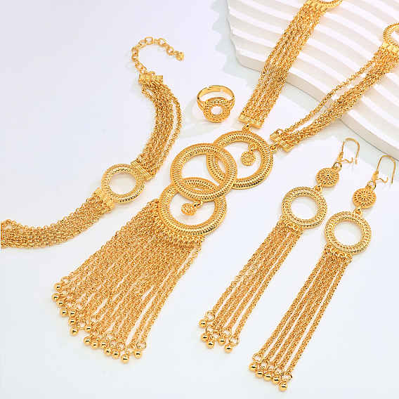 Роскошные браслеты, серьги, ожерелья и кольца из сплава с кисточками для женщин.