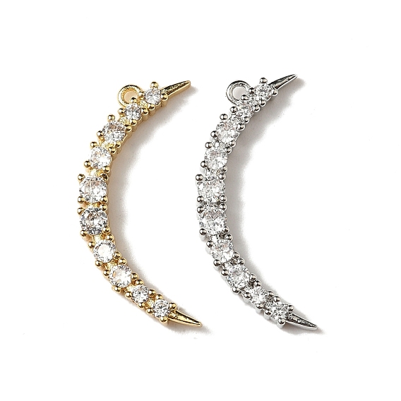 Латунные микро проложить кубического циркония подвески, луна, стойки покрытие, долговечный, без кадмия и без свинца