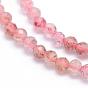 Natural Strawberry Quartz Beads Strands, Round, Faceted