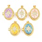 Подвески латуни медальон, с эмалью и прозрачным кубическим цирконием, без кадмия и без свинца, реальный 18 k позолоченный, стойки покрытие, долговечный, звезда с овальными подвесками