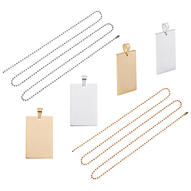 Unicraftale DIY 304 Stainless Steel Pendant Necklace Making Kits, Including Ball Chain Necklace Makings & Pendants, Rectangle