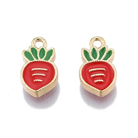 Brass Enamel Charms, Real 18K Gold Plated, Carrot Charms